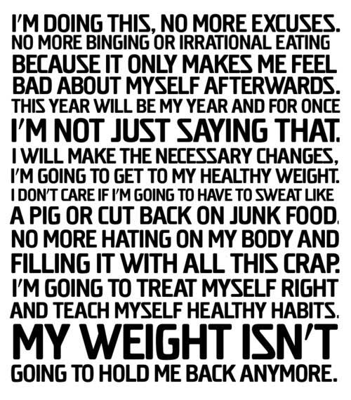 I’m doing this, no more excuses, no more binging or irrational eating…