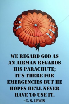 We regard God as an airman regards his parachute, it's there for emergencies, but he hopes he'll never have to use it